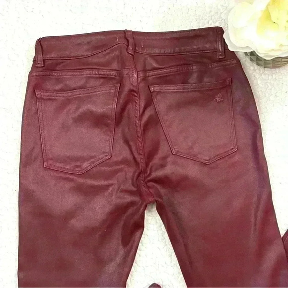 DL1961 Florence Mid Rise Merlot Coated Ultrasculpt Skinny Ankle Jeans Size 28 - Picture 8 of 16